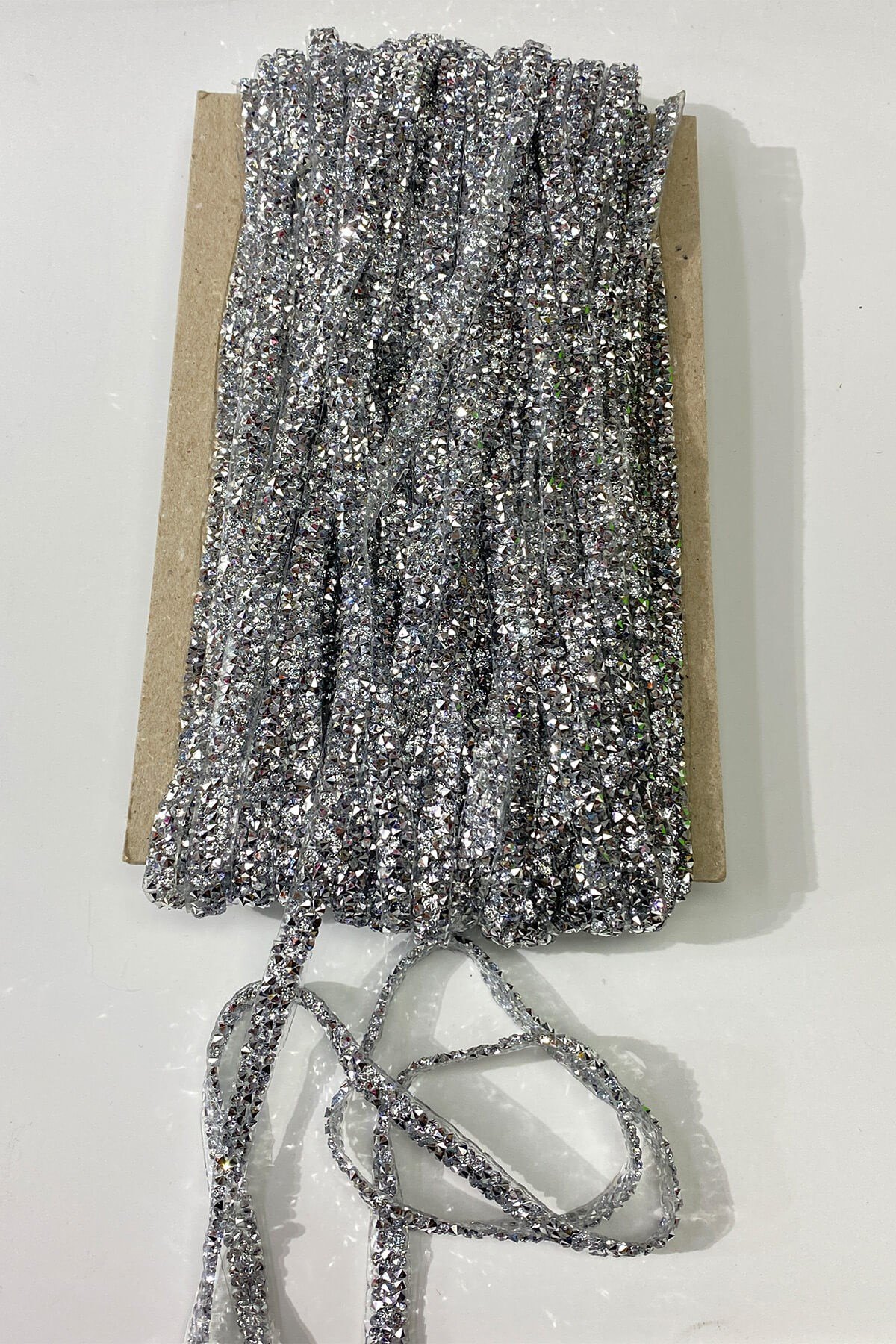 Stone Iron-on Strip Applique Silver Color