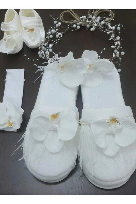 Terlik Çeşitleri Kadın Beyaz Bride Taç Terlik