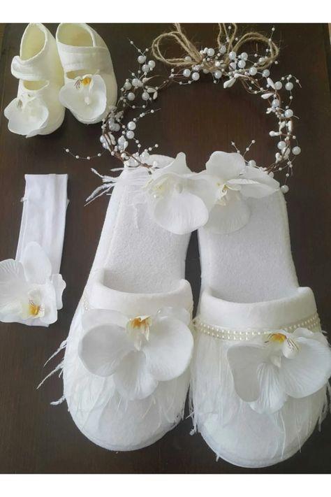 Terlik Çeşitleri Kadın Beyaz Bride Taç Terlik