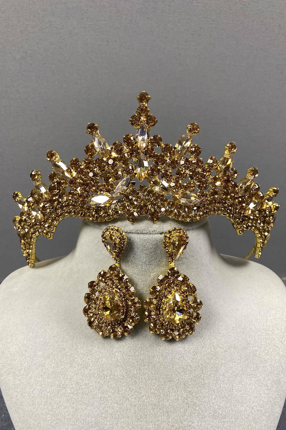 Tokyo Stone Bridal Henna Tiara and Stud Earrings Set