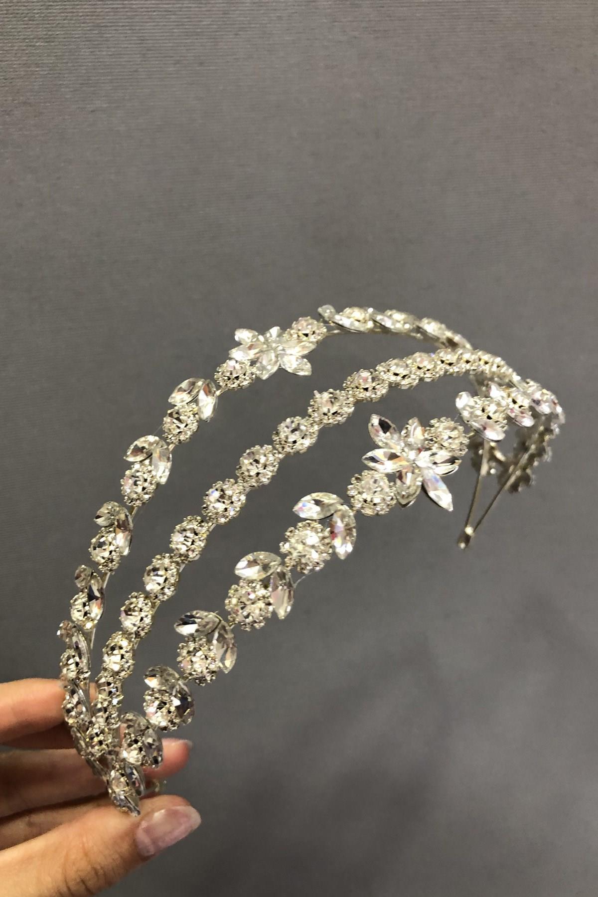 Wholesale 3-Piece Floral Silver Bridal Crown