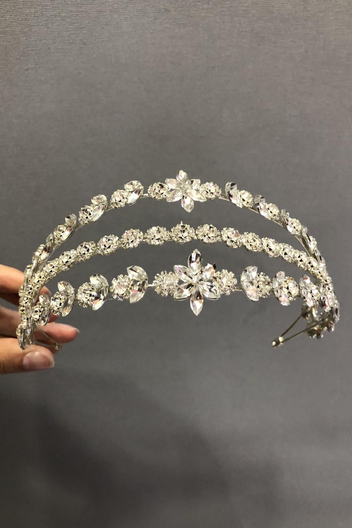 Wholesale 3-Piece Floral Silver Bridal Crown