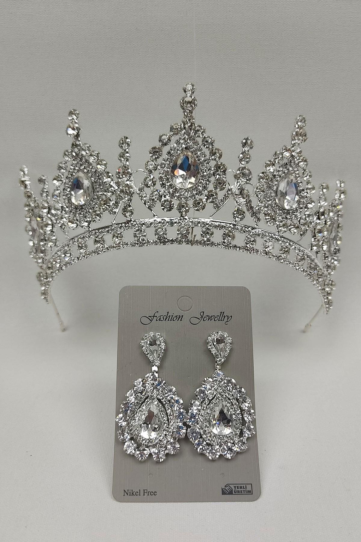 Wholesale Ahu Model Bridal Crown and Shuttlestone Earrings