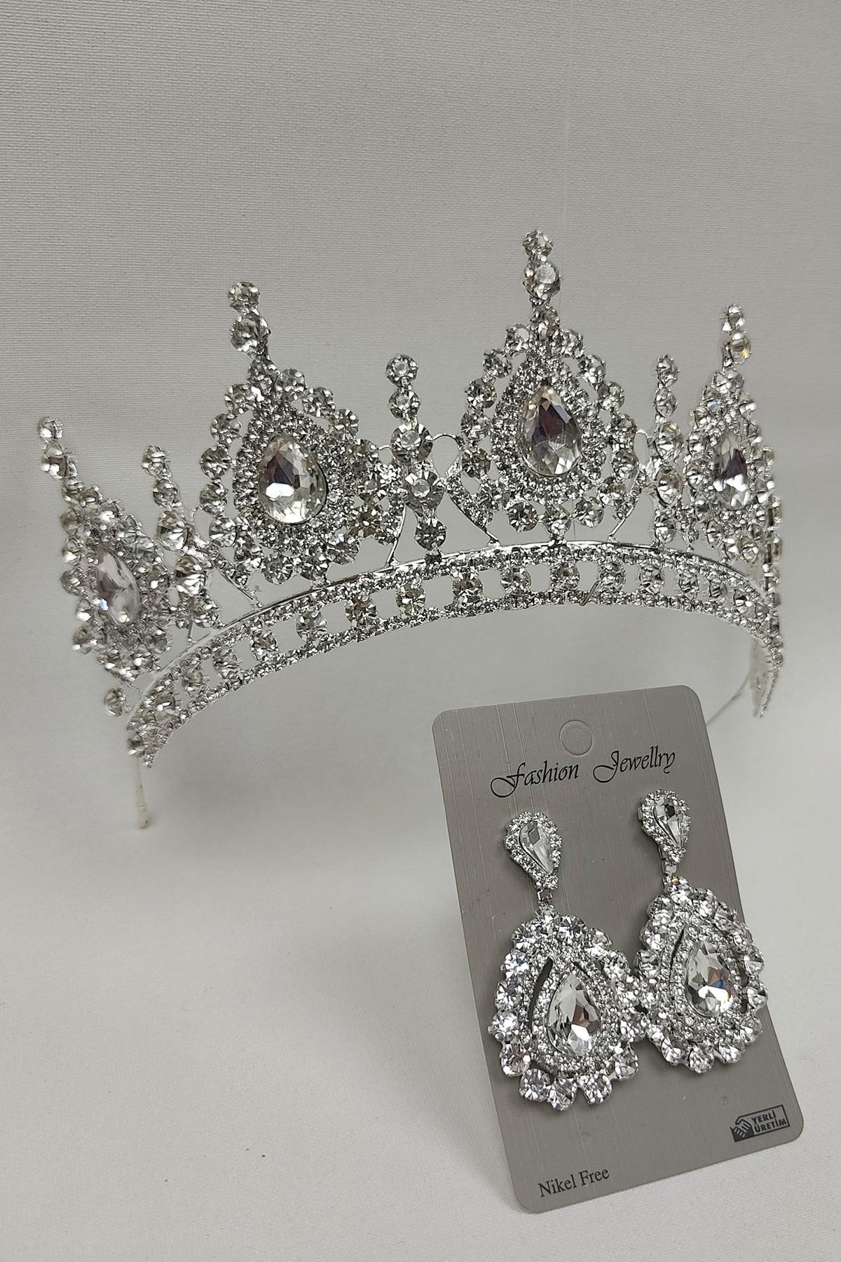 Wholesale Ahu Model Bridal Crown and Shuttlestone Earrings