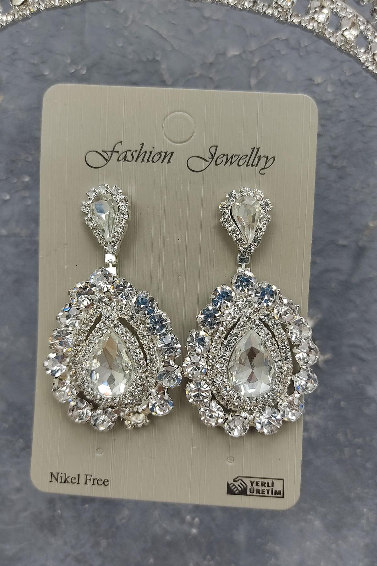 Wholesale Ahu Model Bridal Crown and Shuttlestone Earrings