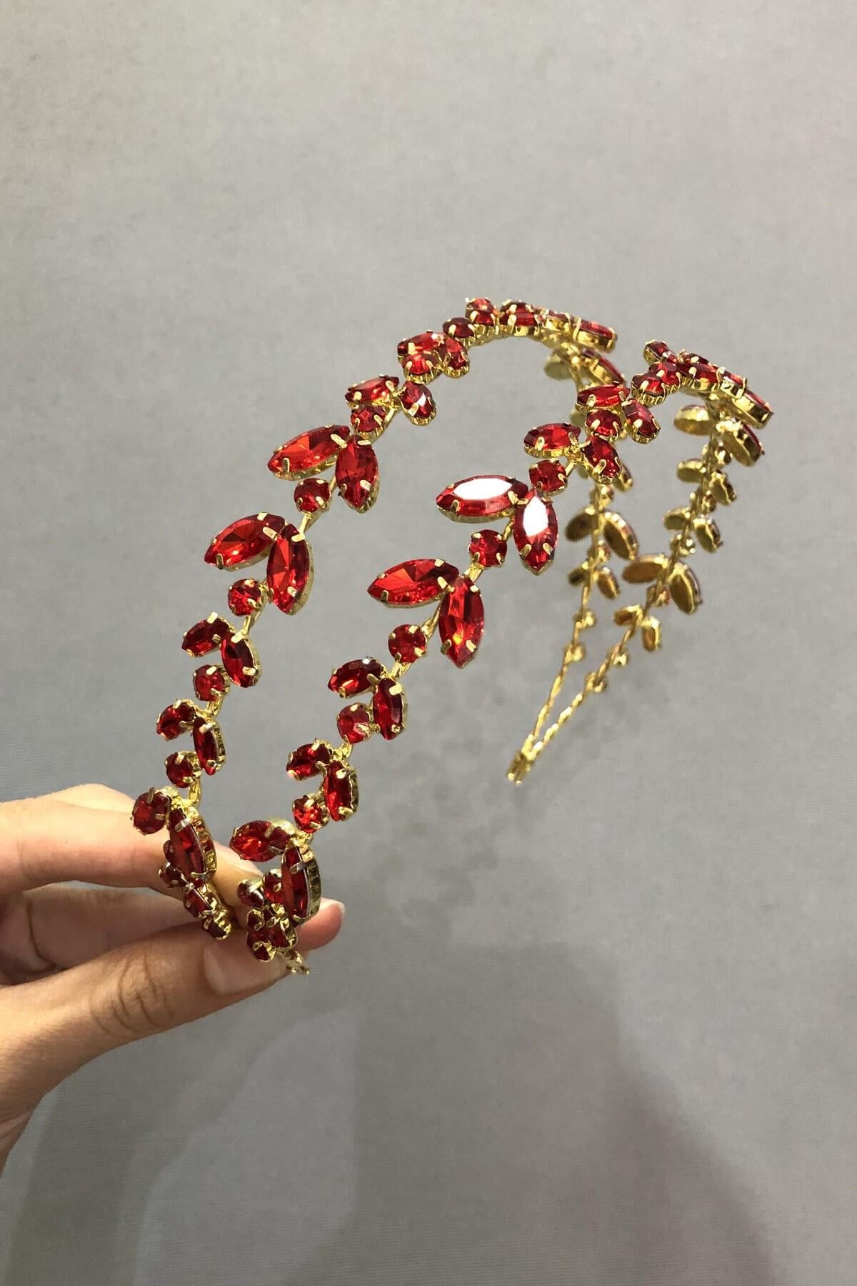 Wholesale Alpha Model Double Row Red Copper Bridal Henna Crown