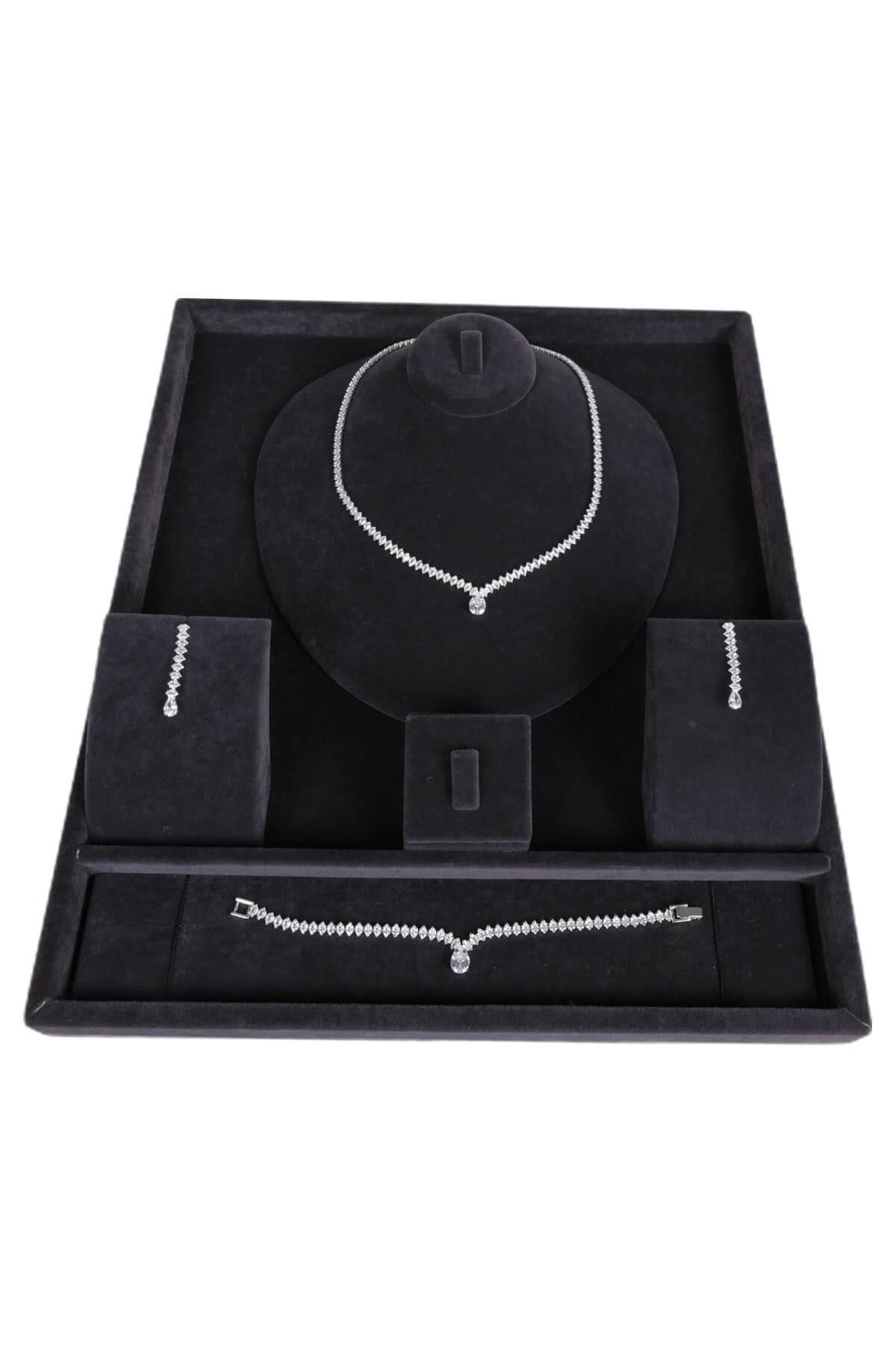 Wholesale Alin Zircon Bridal Crown Necklace Earring and Bracelet Set