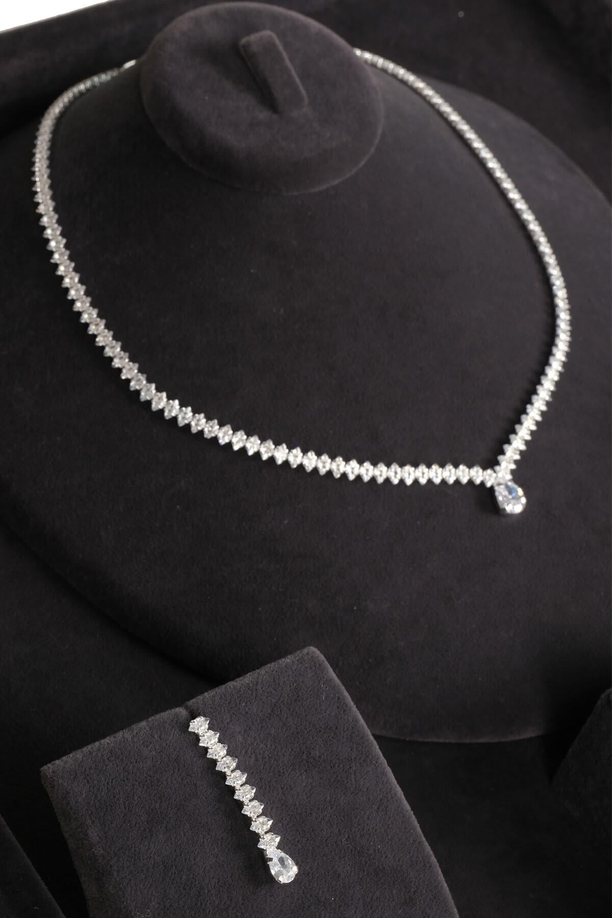 Wholesale Alin Zircon Bridal Crown Necklace Earring and Bracelet Set