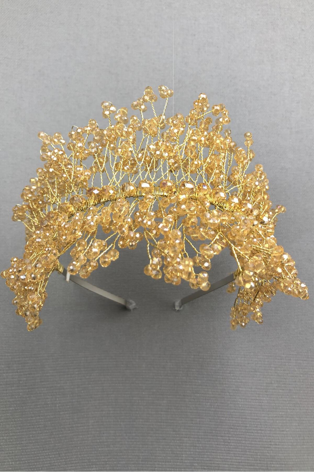 Wholesale Golden Yellow Sirius Crystal Stone Henna and Bridal Crown