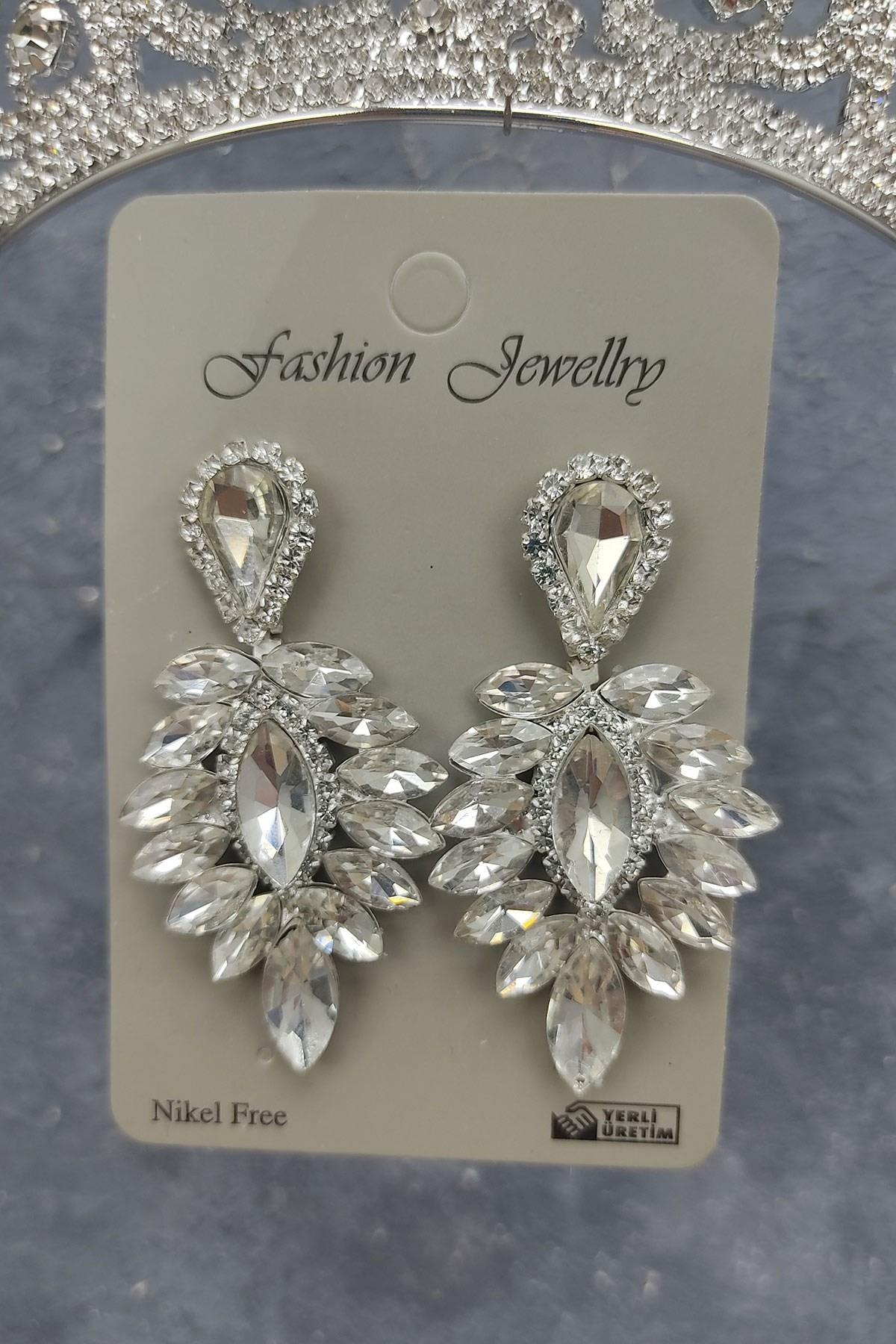 Wholesale Angel Model Bridal Crown and Drop Stone Earrings