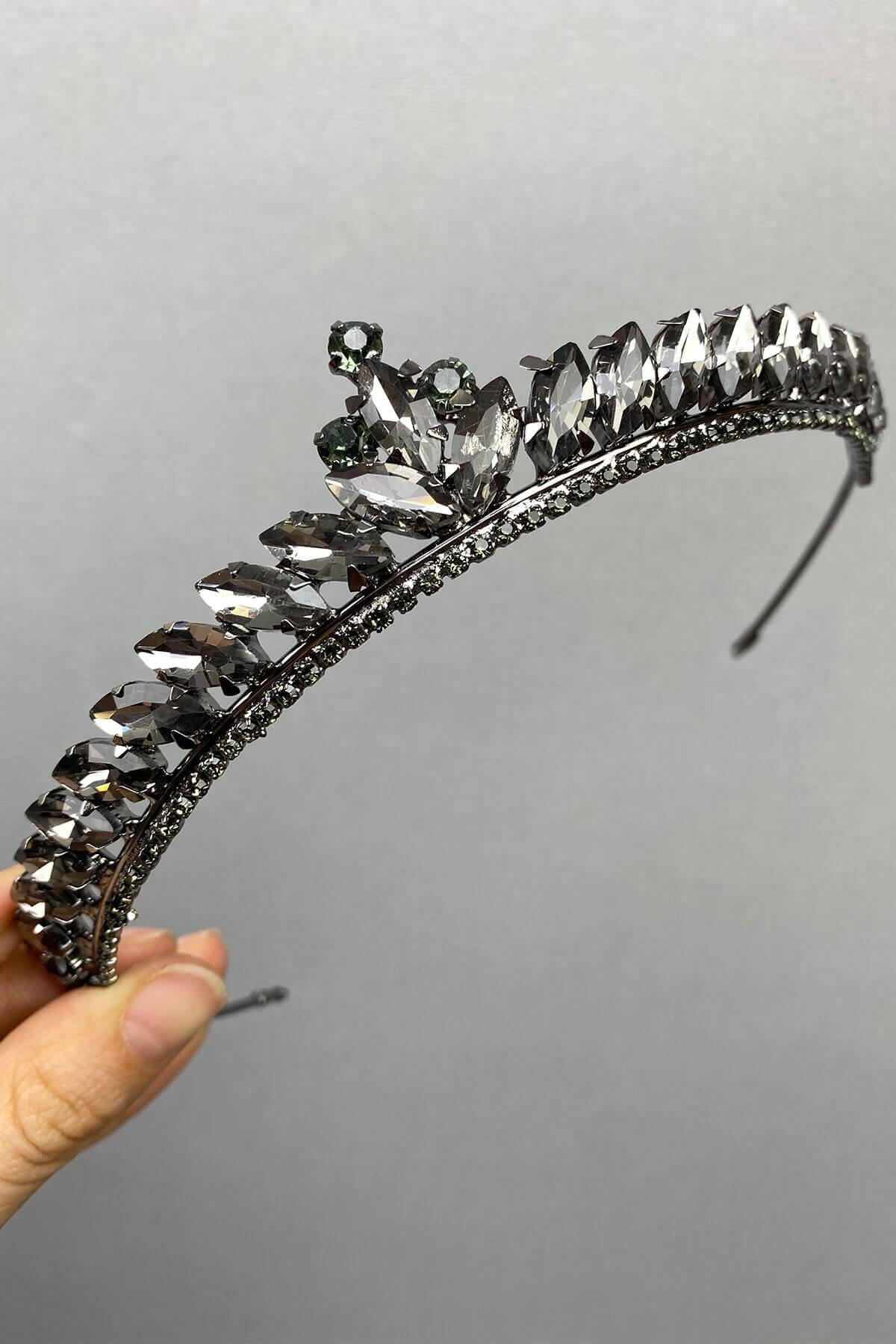 Wholesale Anthracite Gray Ece Model Thin Bridal Henna Crown