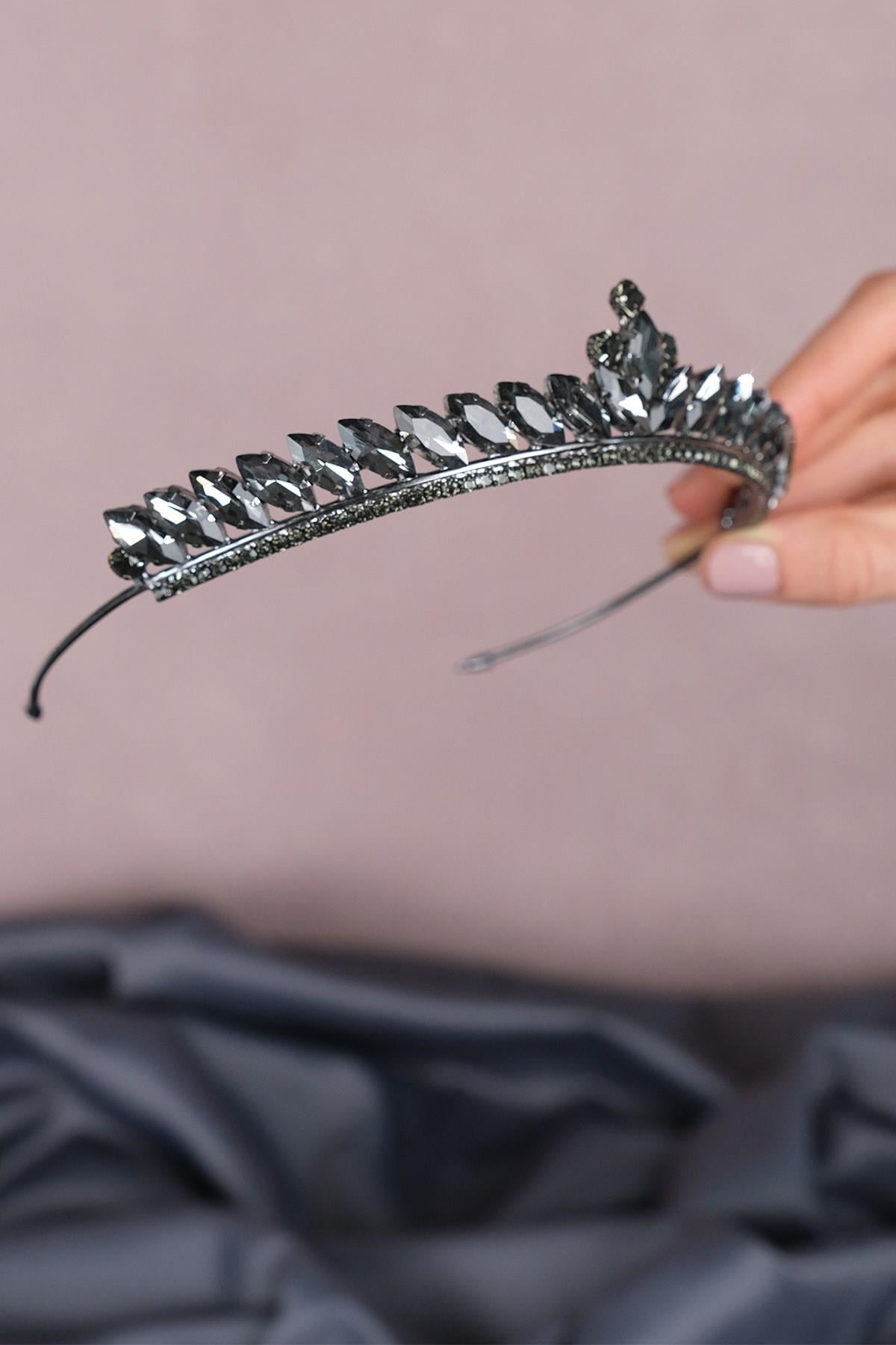 Wholesale Anthracite Gray Ece Model Thin Bridal Henna Crown