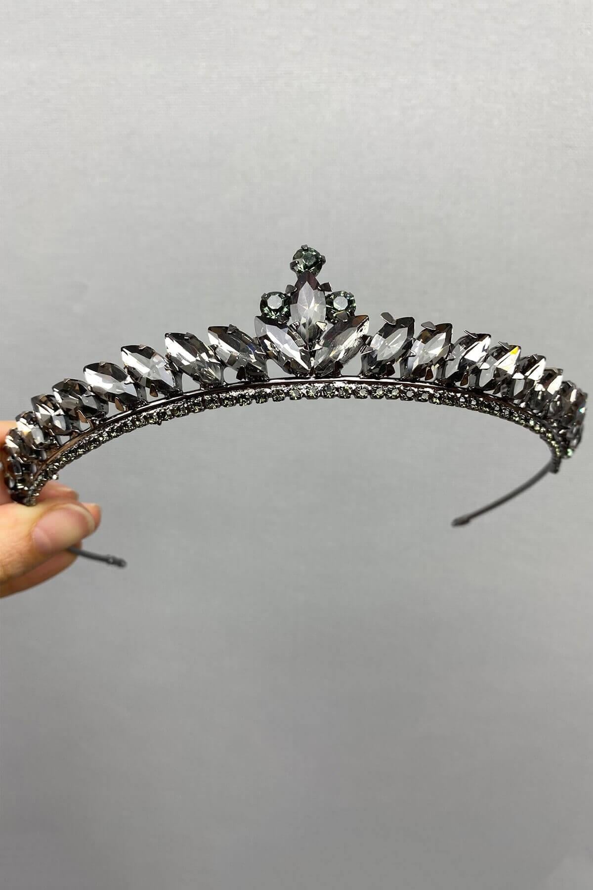 Wholesale Anthracite Gray Ece Model Thin Bridal Henna Crown