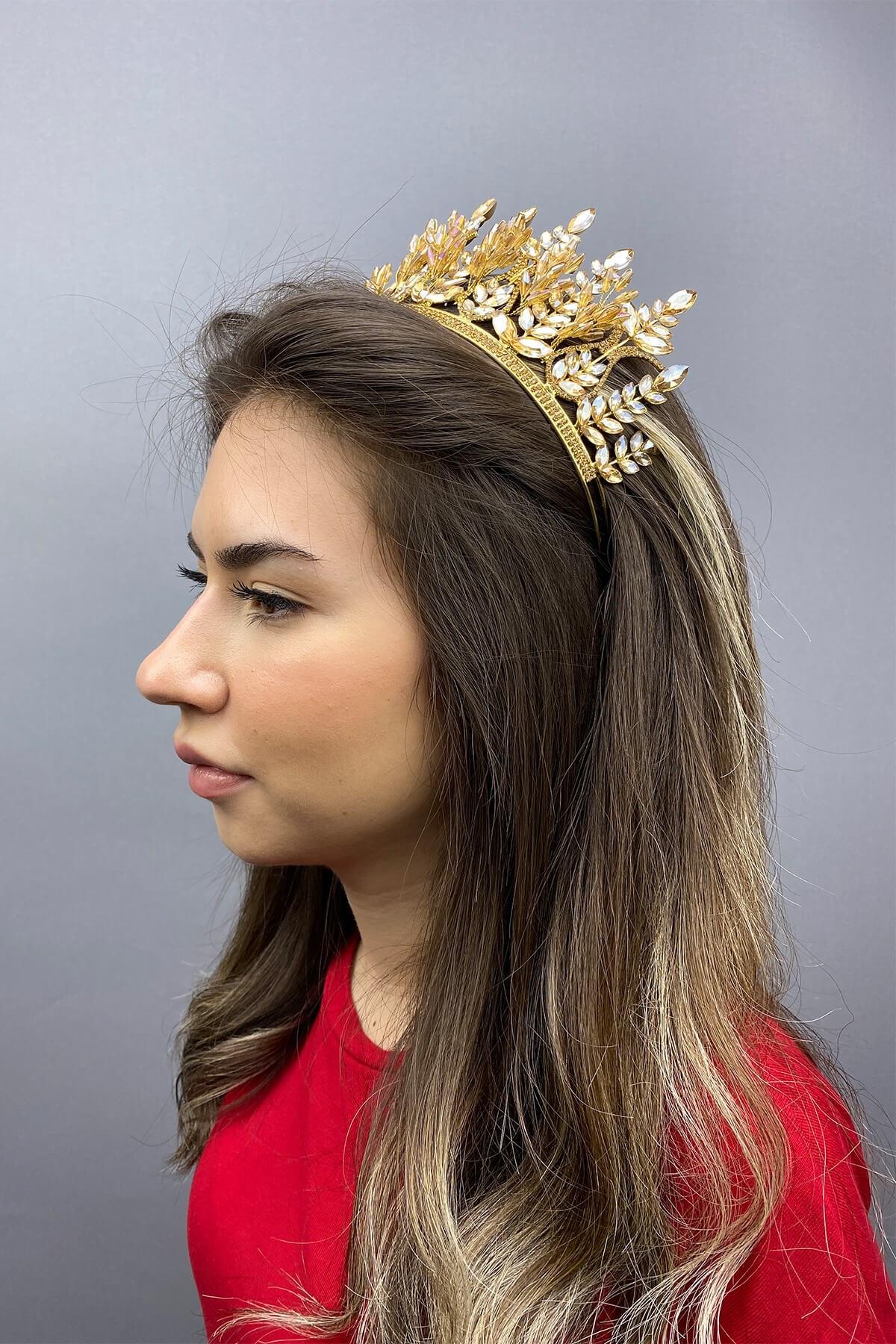 Wholesale Honey Color Cluster Model Bridal Henna Crown