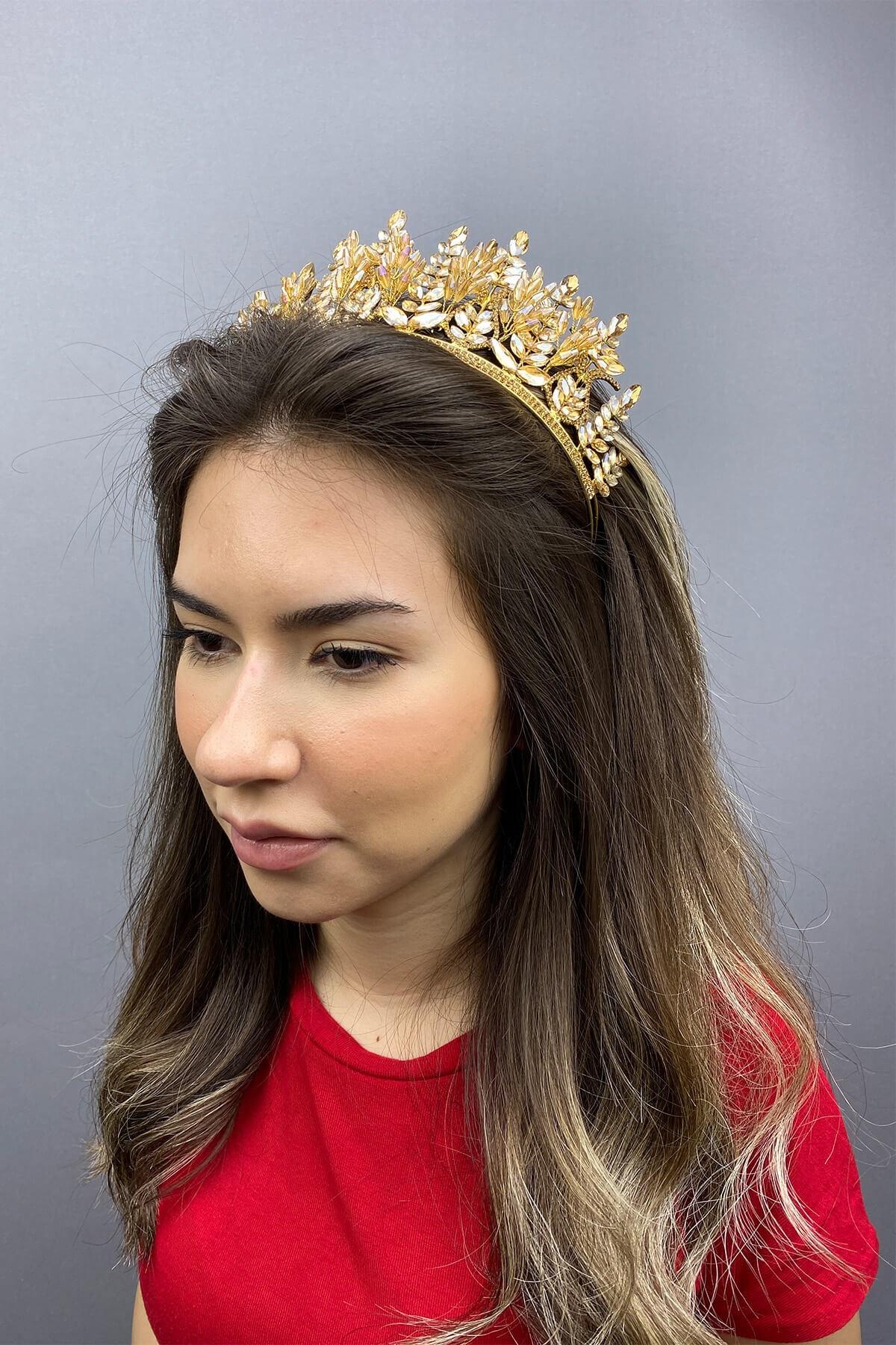 Wholesale Honey Color Cluster Model Bridal Henna Crown