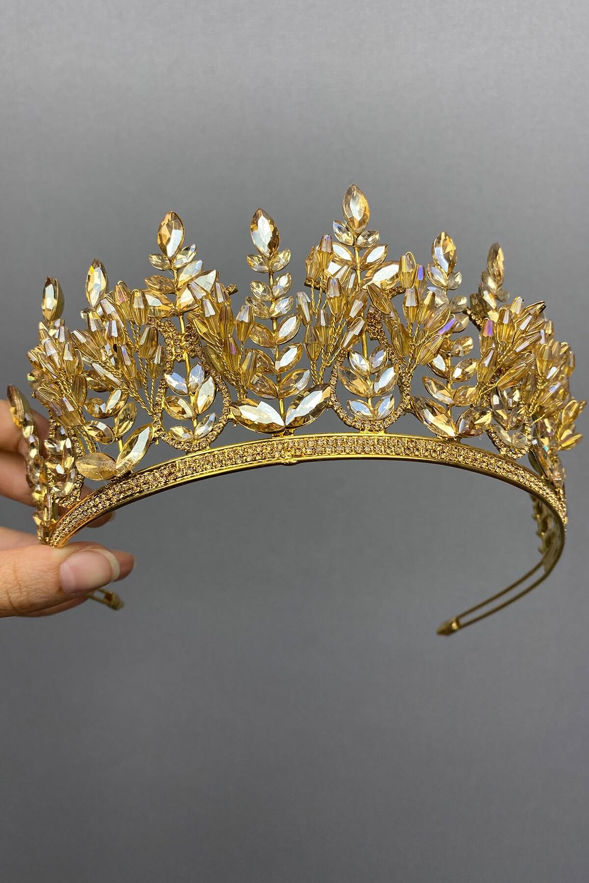 Wholesale Honey Color Cluster Model Bridal Henna Crown