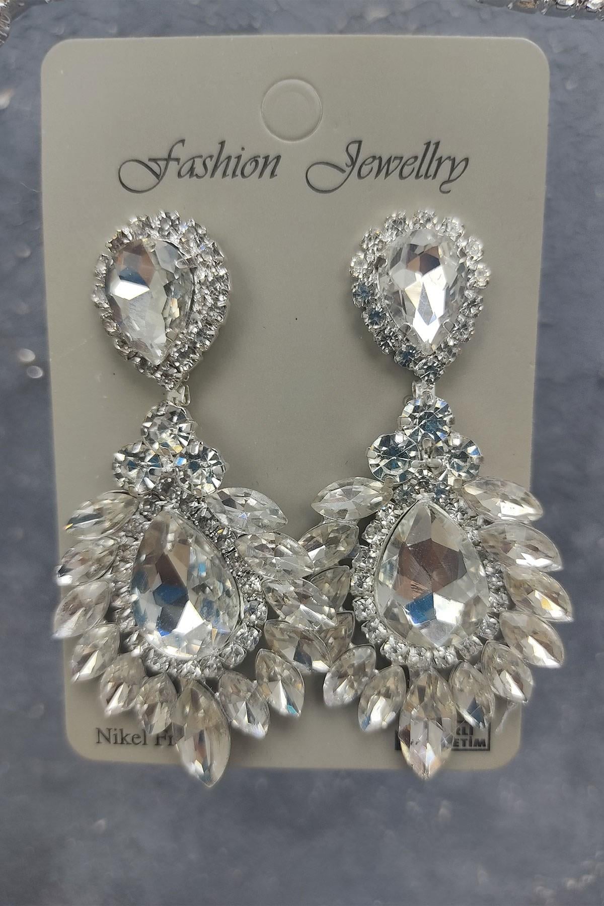 Wholesale Berlin Model Bridal Crown and Drop Shuttle Stone Earrings