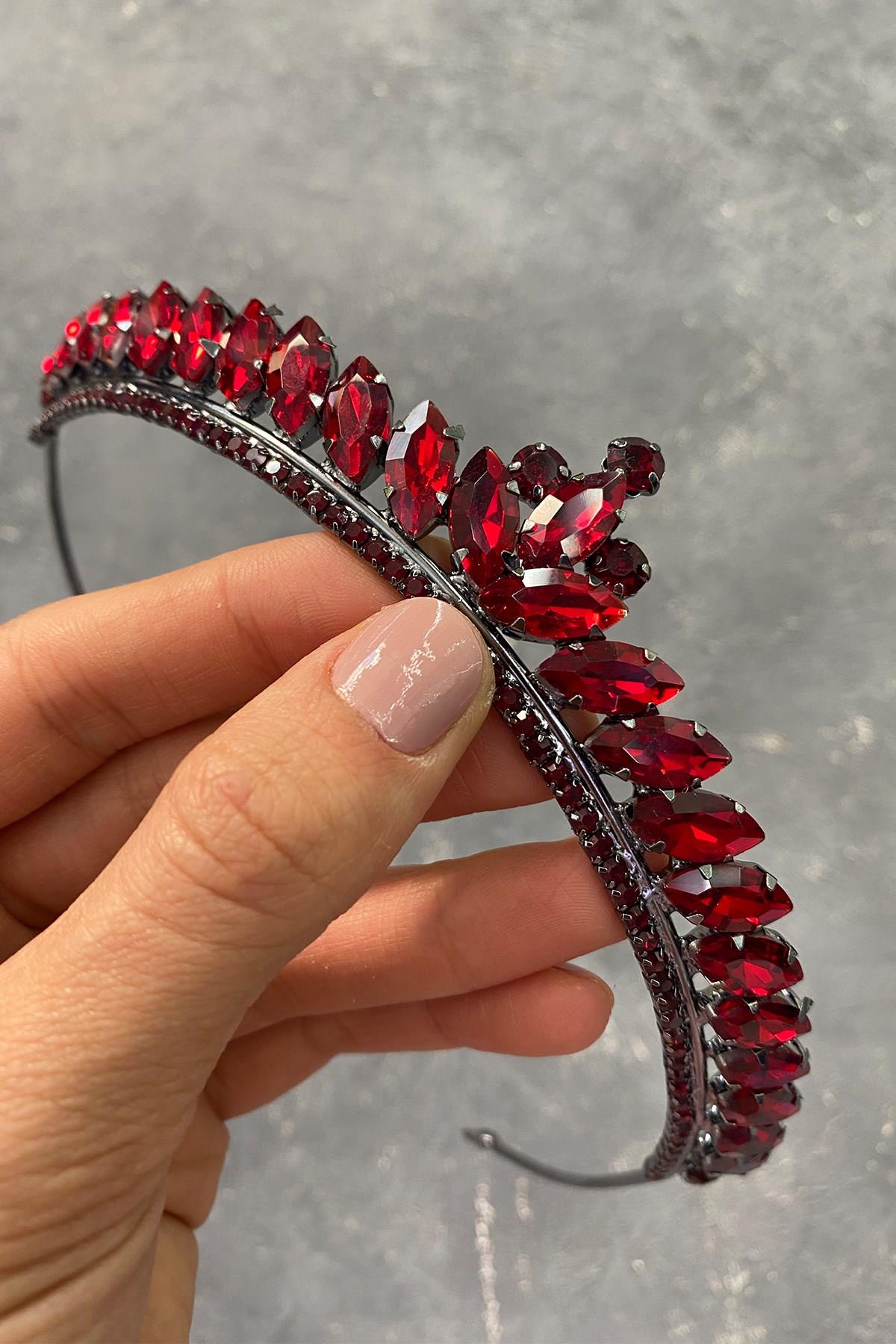 Wholesale Burgundy Ece Model Thin Bridal Henna Crown