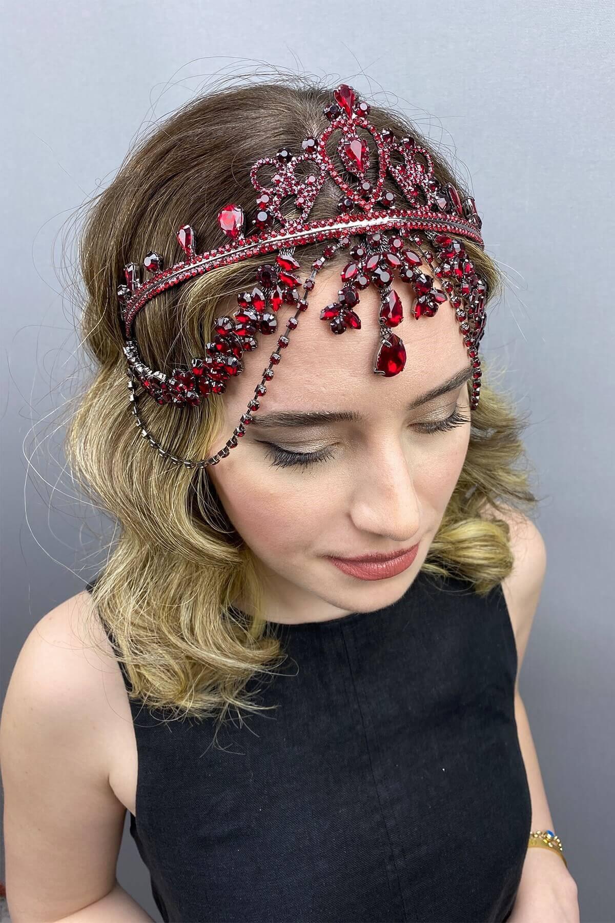 Toptan Bordo Hürrem Gelin Kına Tacı