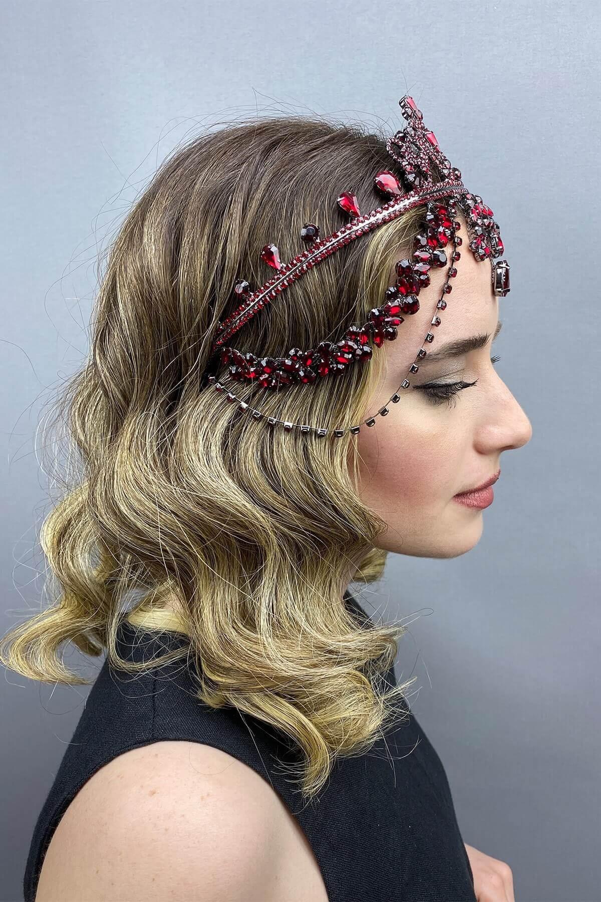 Toptan Bordo Hürrem Gelin Kına Tacı