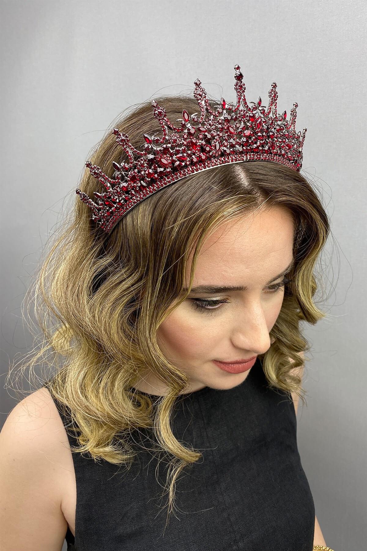 Wholesale Burgundy Leonis Model Bridal Henna Crown