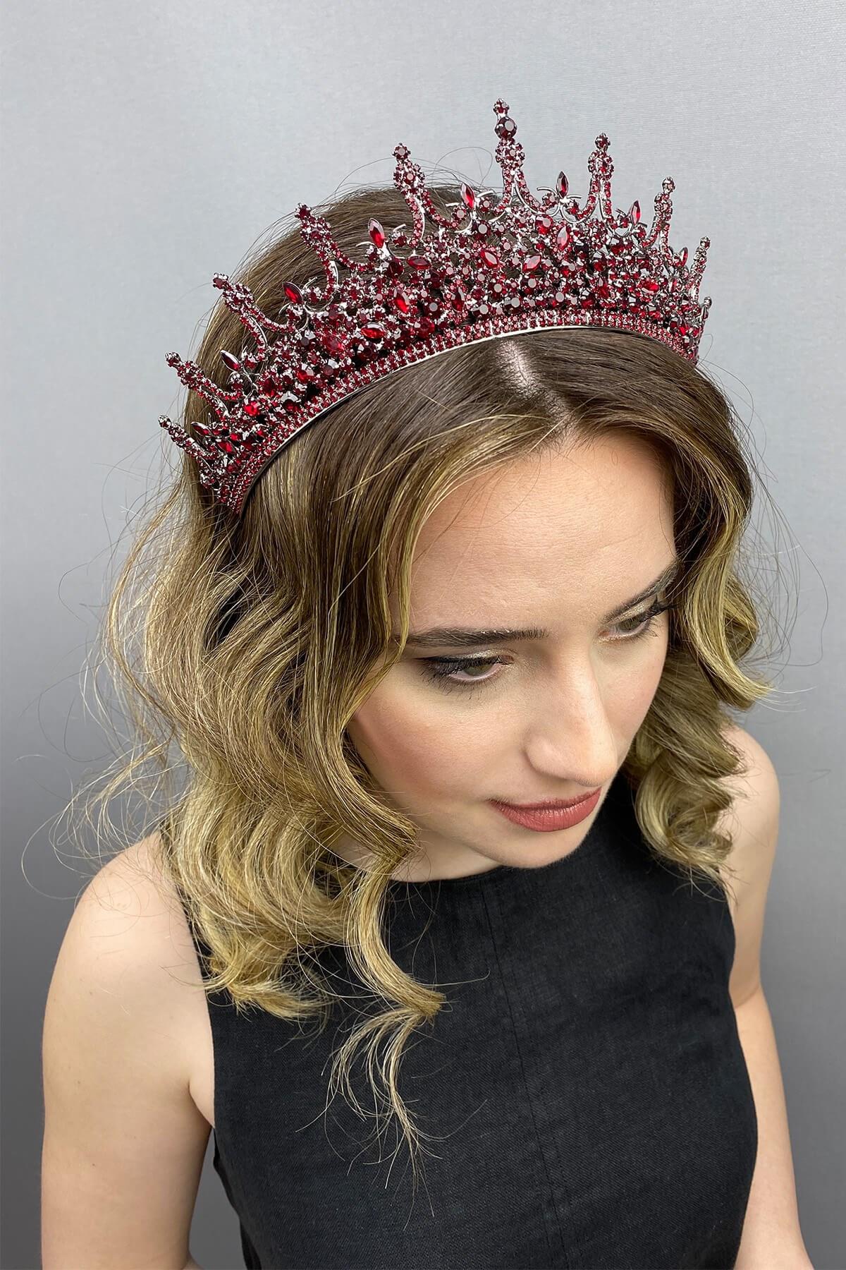 Wholesale Burgundy Leonis Model Bridal Henna Crown