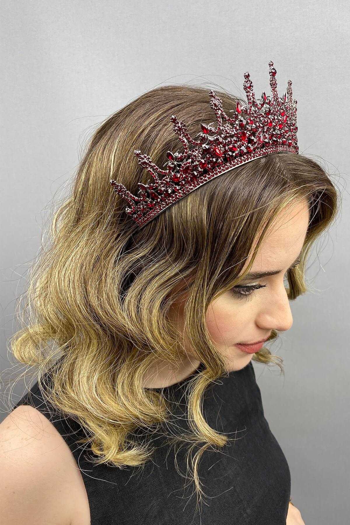 Wholesale Burgundy Leonis Model Bridal Henna Crown