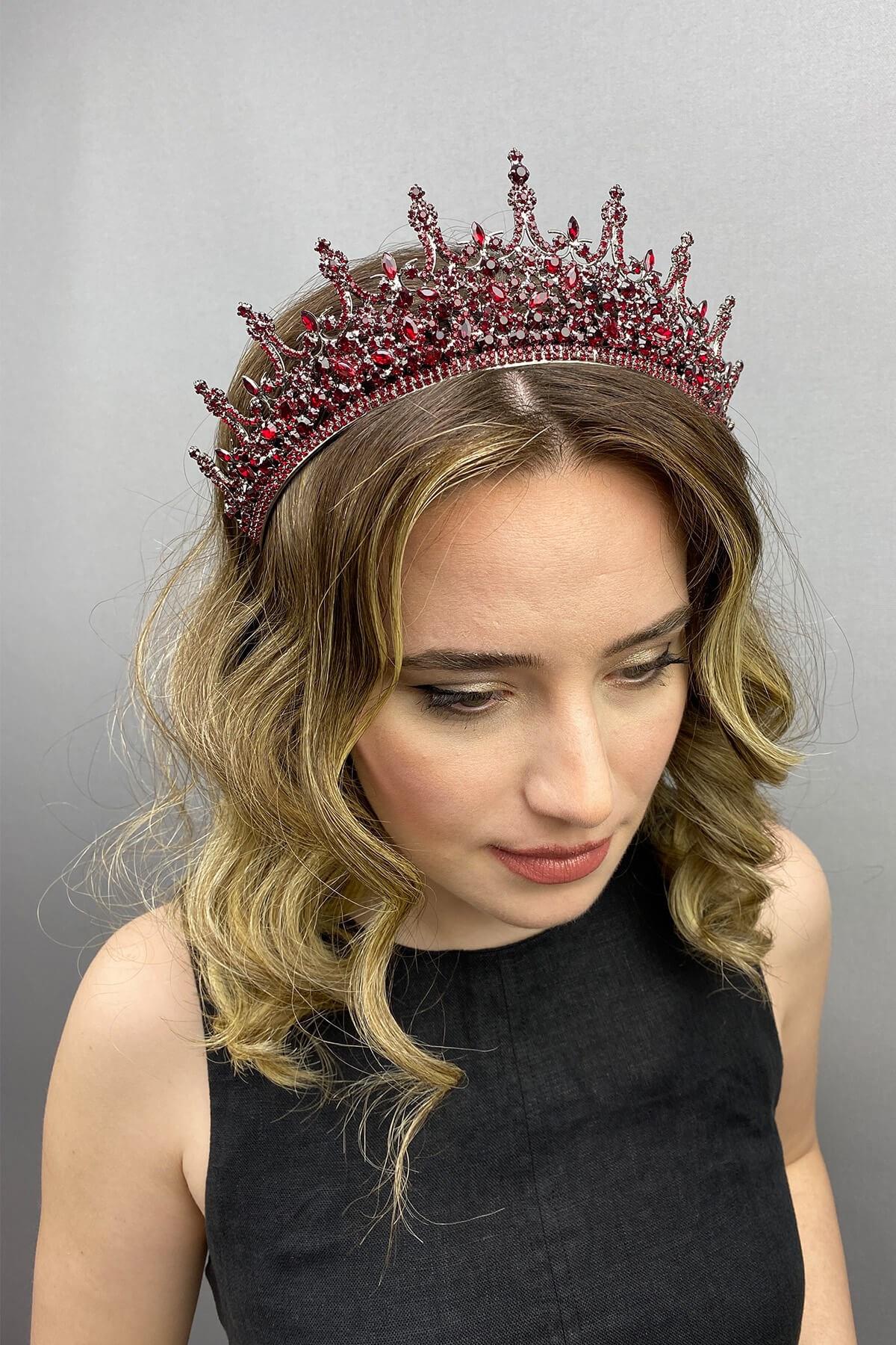 Wholesale Burgundy Leonis Model Bridal Henna Crown