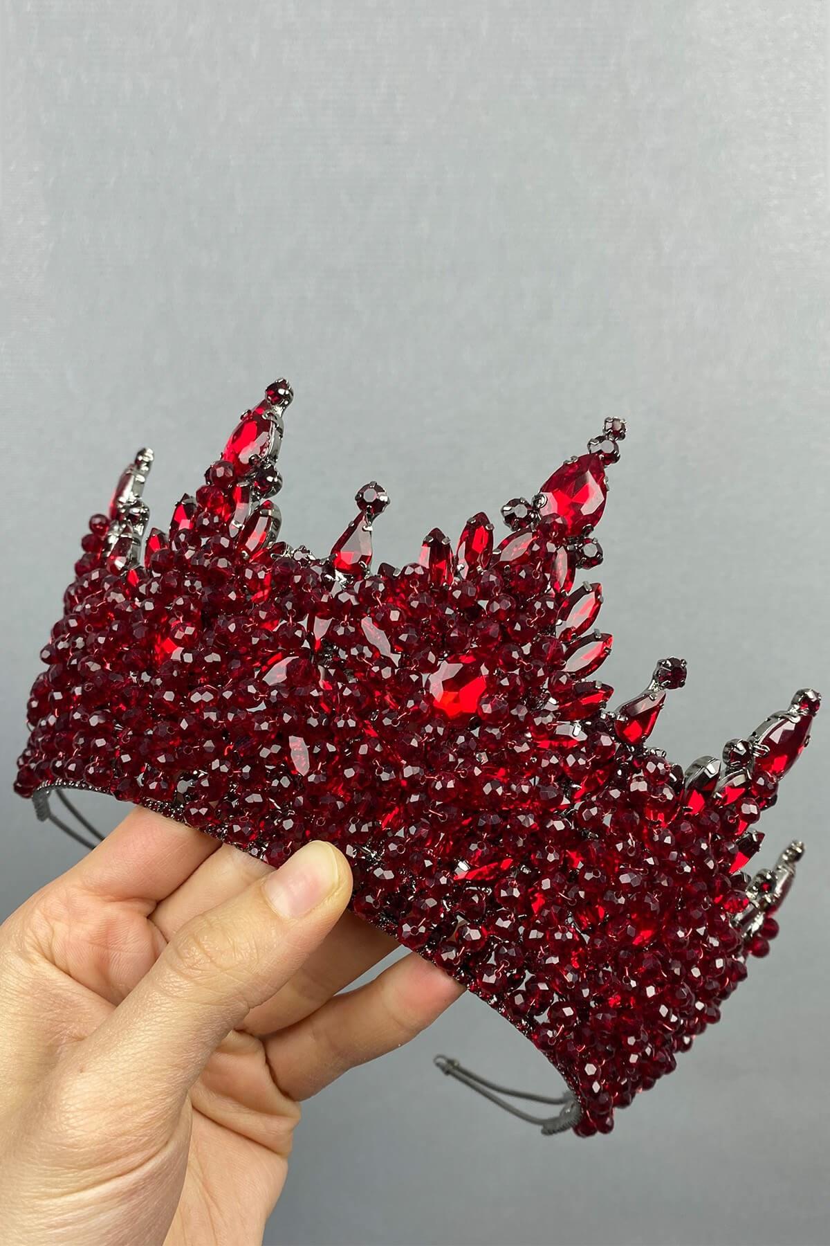 Toptan Bordo Paris Model Gelin Kına Tacı