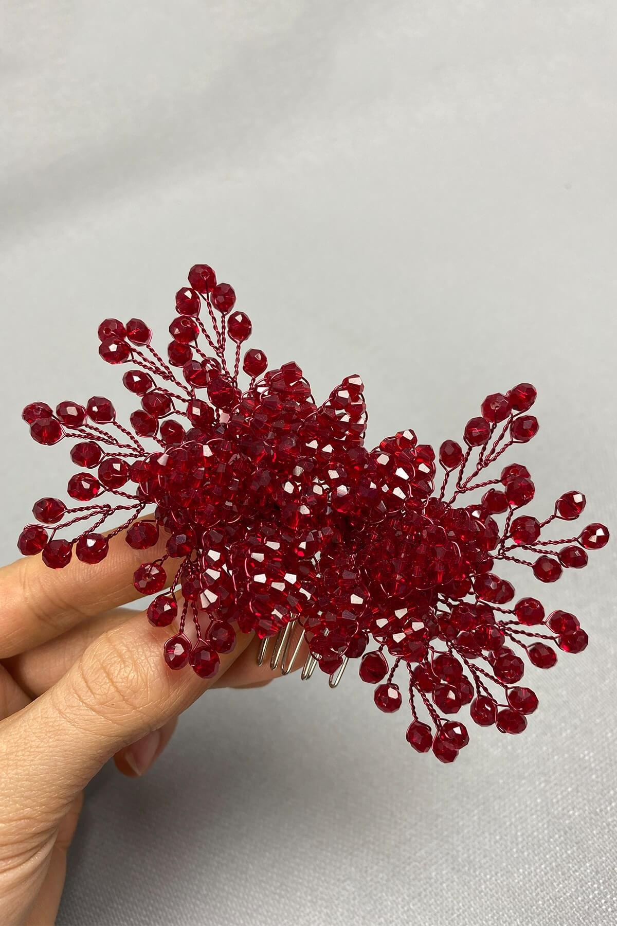 Toptan Bordo Rigel Taraklı Saç Tokası