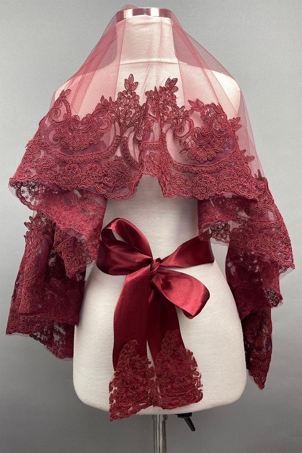 Wholesale Burgundy Sultan Model Bridal Henna Veil Face Cover