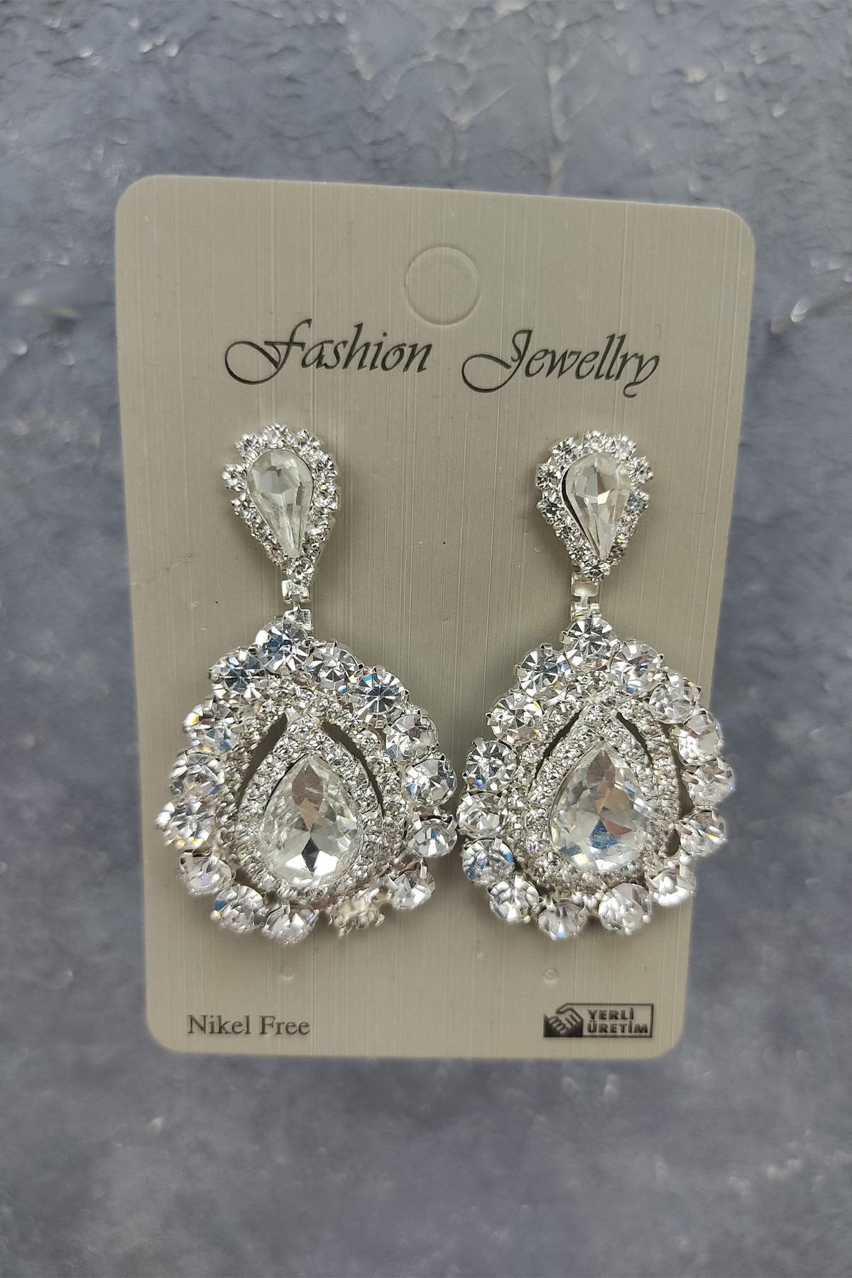 Wholesale Canis Model Bridal Crown and Shuttle Stone Earrings