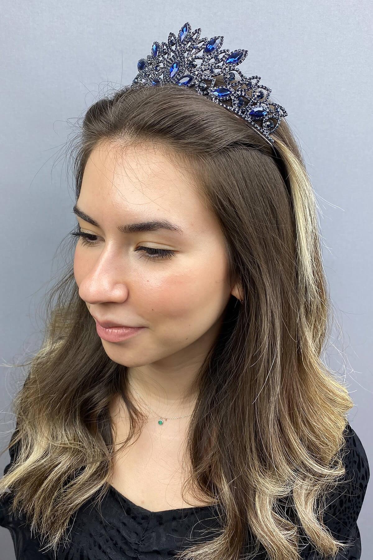 Wholesale Heaven Model Navy Blue Henna Bridal Crown