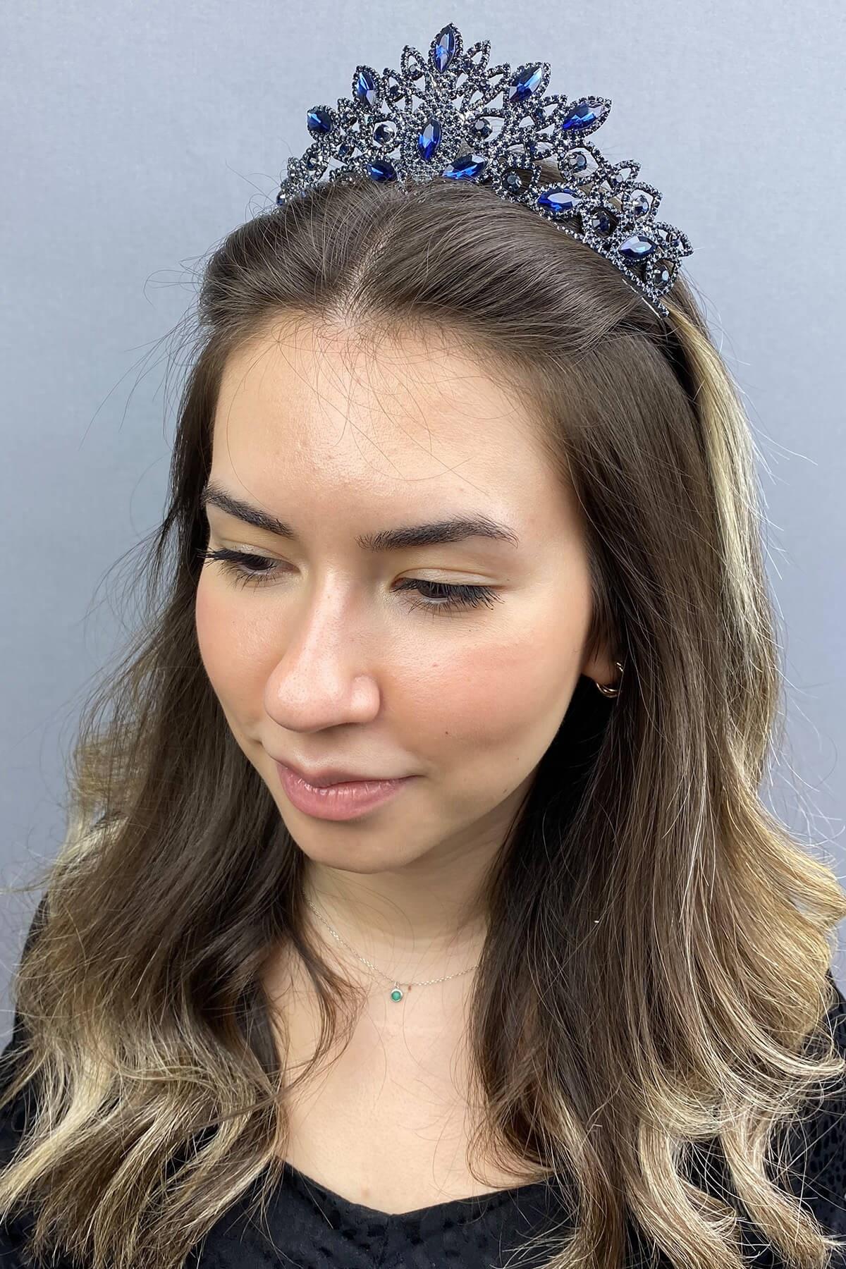 Wholesale Heaven Model Navy Blue Henna Bridal Crown
