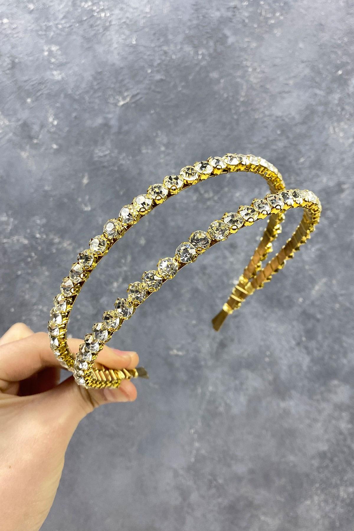 Wholesale Double Row Shiny Stone Hair Accessory Bridal Crown
