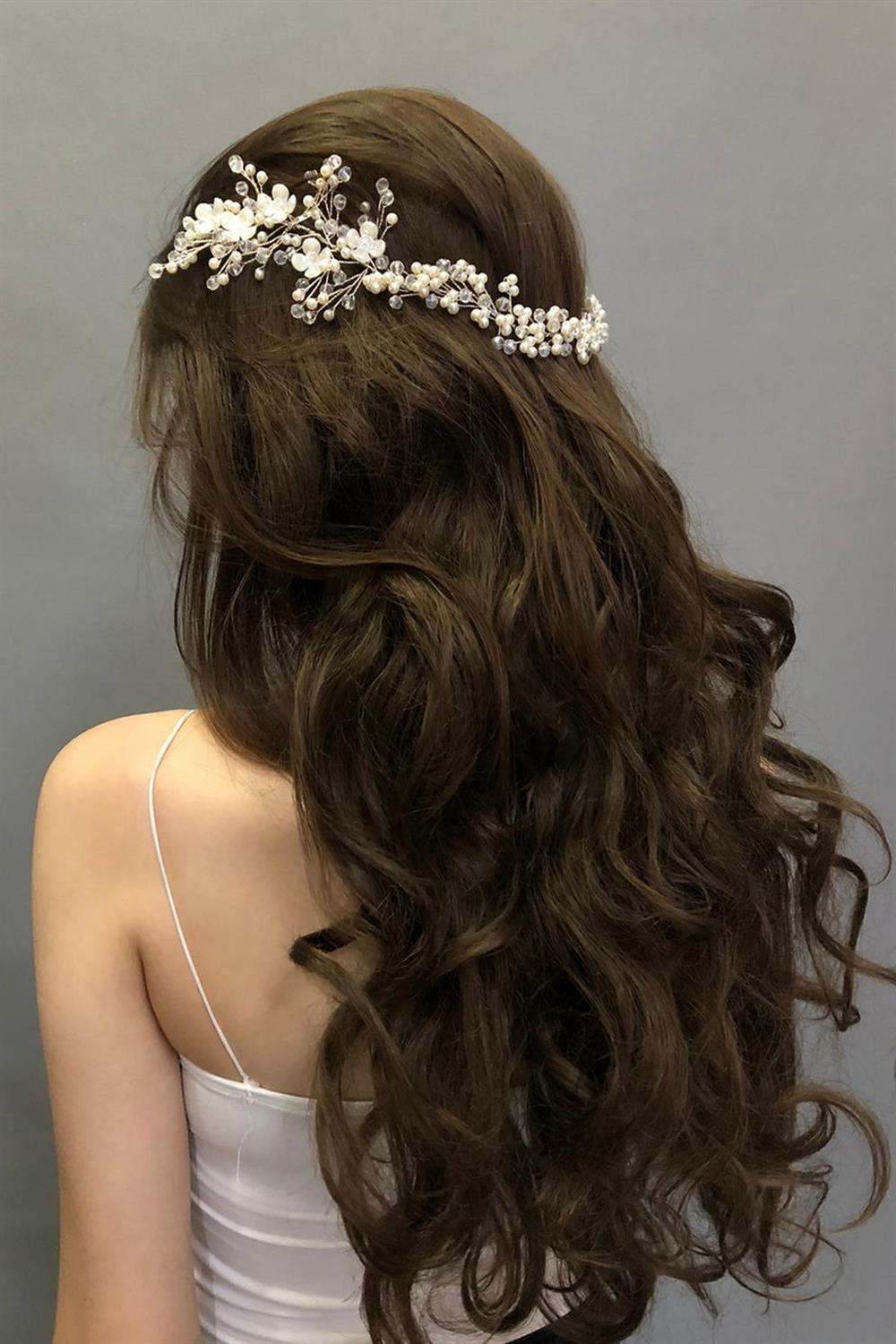 Wholesale Double Sided Pearled Arrow Bridal Hair Accessory