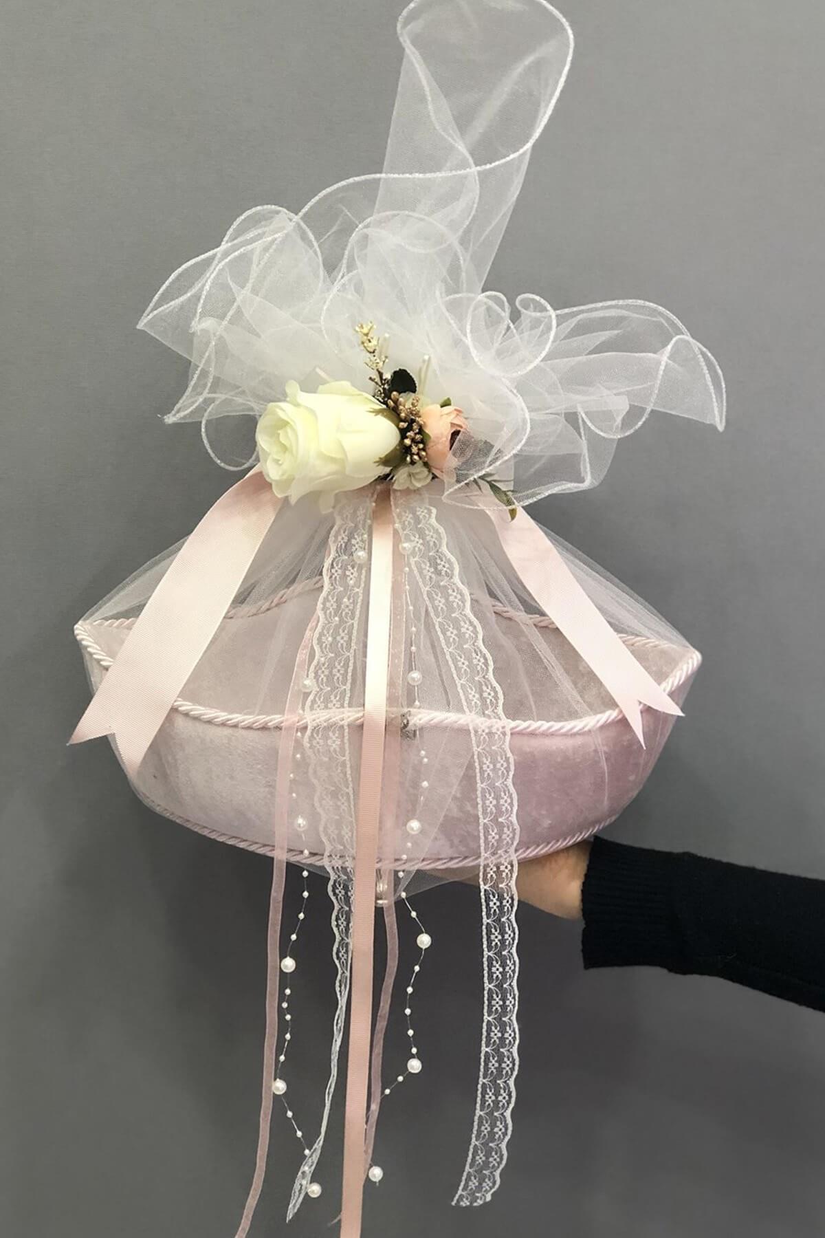 Toptan Dantelli Güllü Bavul ve Bohça Süsü