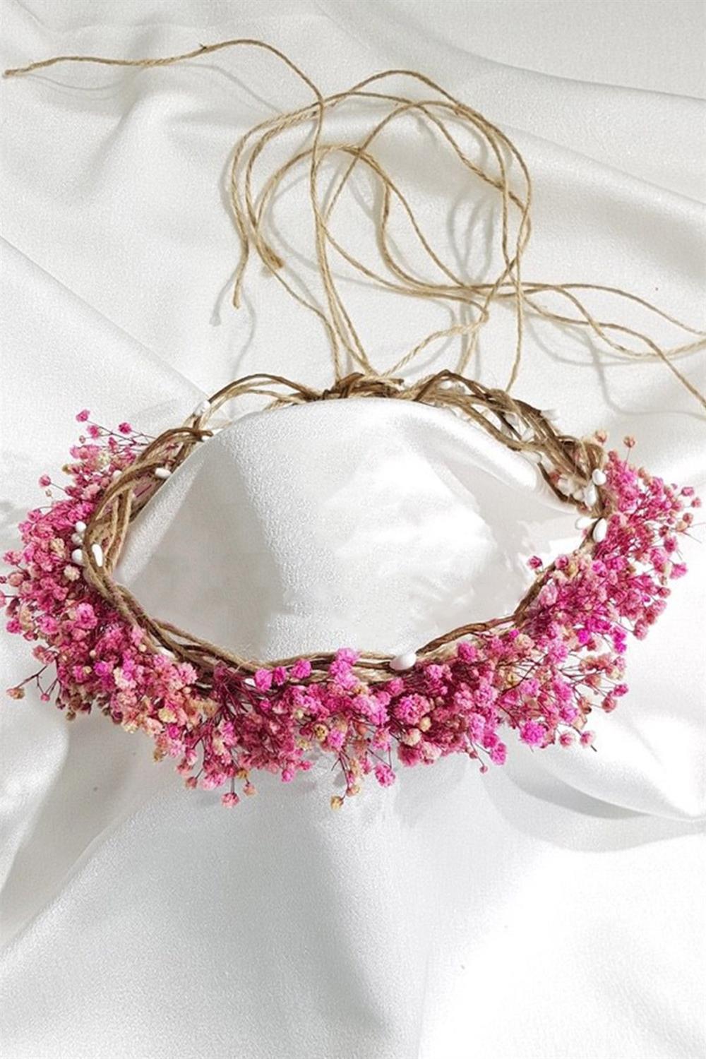 Wholesale Fuchsia Dried Flower Crown