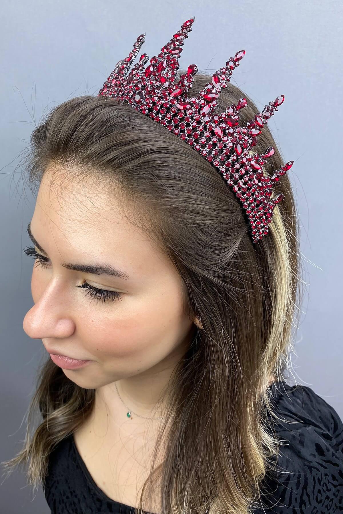 Wholesale Gatria Model Burgundy Bridal Henna Crown