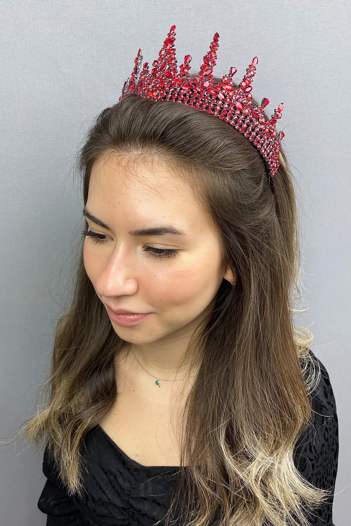 Wholesale Gatria Model Red Bridal Henna Crown