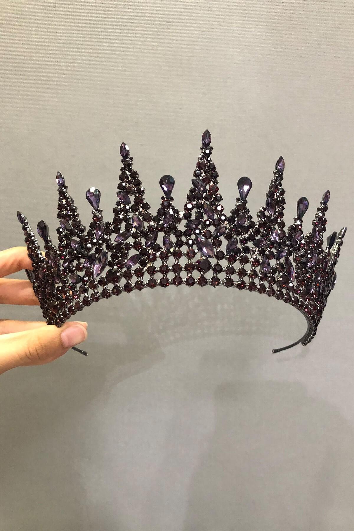 Wholesale Gatria Model Purple Bridal Henna Crown and Earrings