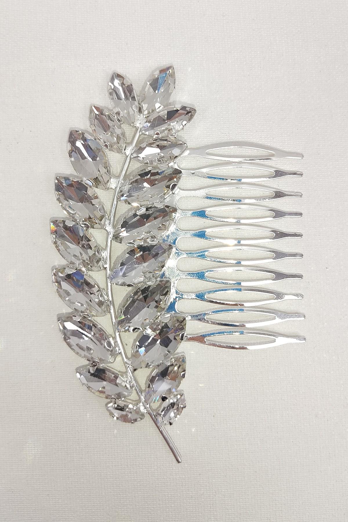 Toptan Gelin Saç Tokası Kristal Taşlı Taraklı 2 Adet