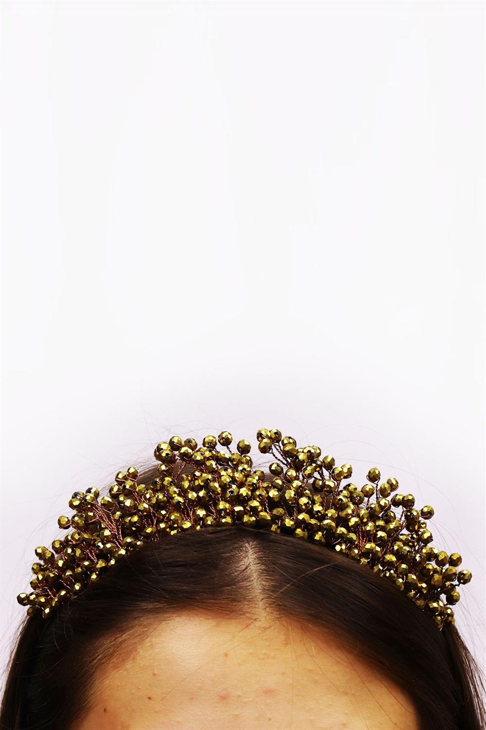 الجملة لون الذهب الأميرة نموذج تاج الزفاف