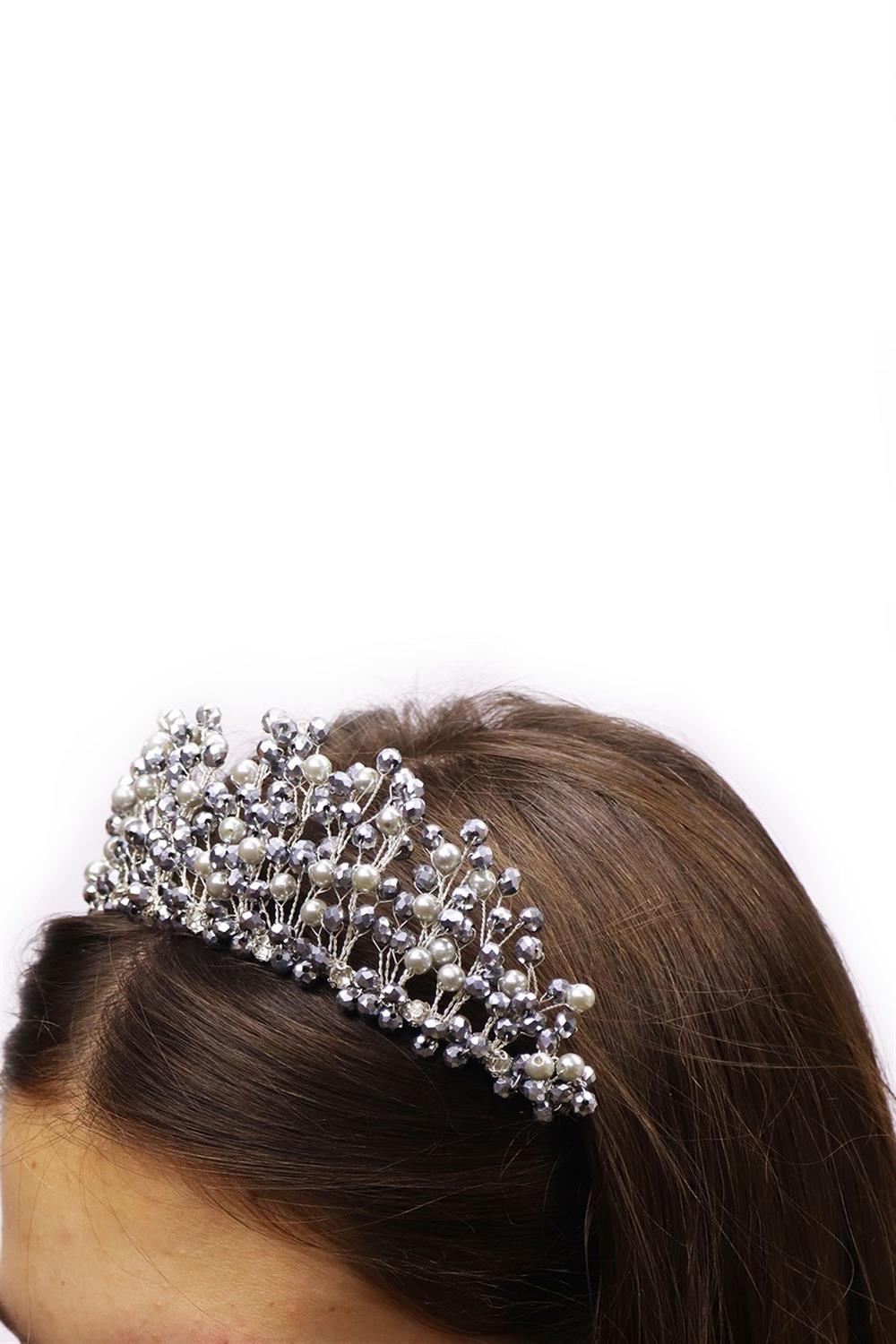 الجملة الفضة مطرز الأميرة نموذج تاج الزفاف