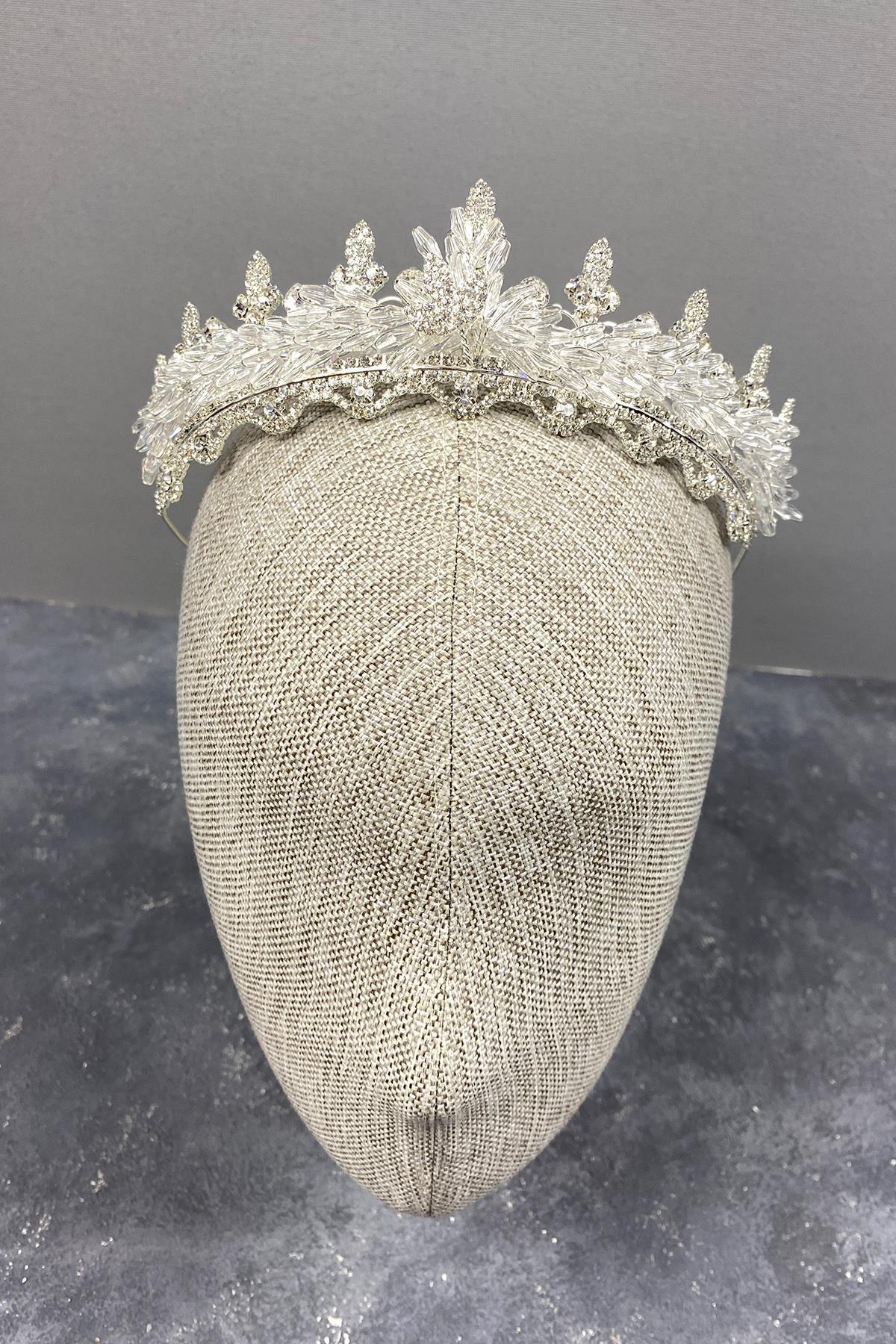 Wholesale Silver Lena Crystal Beaded Bridal Crown