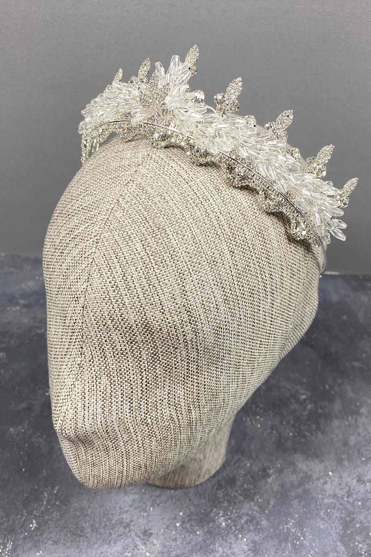 Wholesale Silver Lena Crystal Beaded Bridal Crown