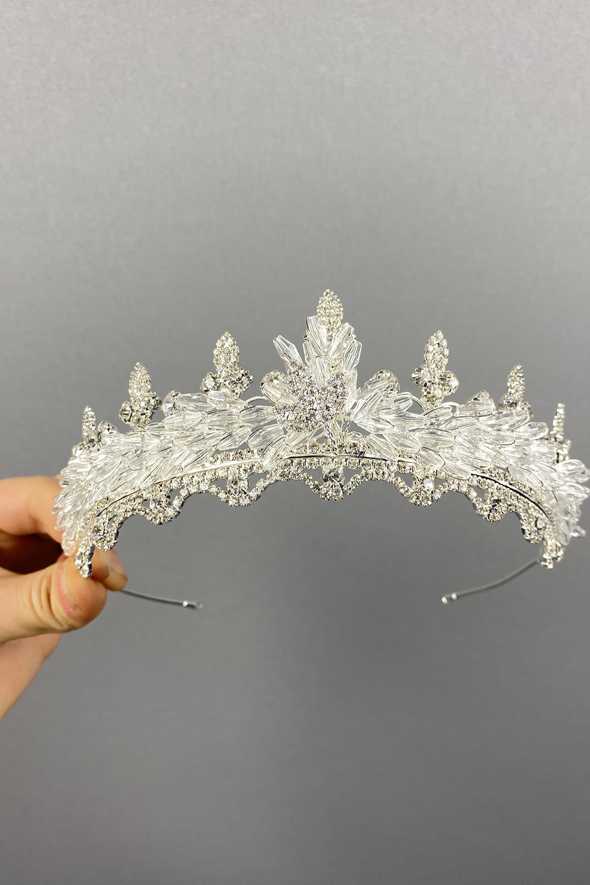 Wholesale Silver Lena Crystal Beaded Bridal Crown