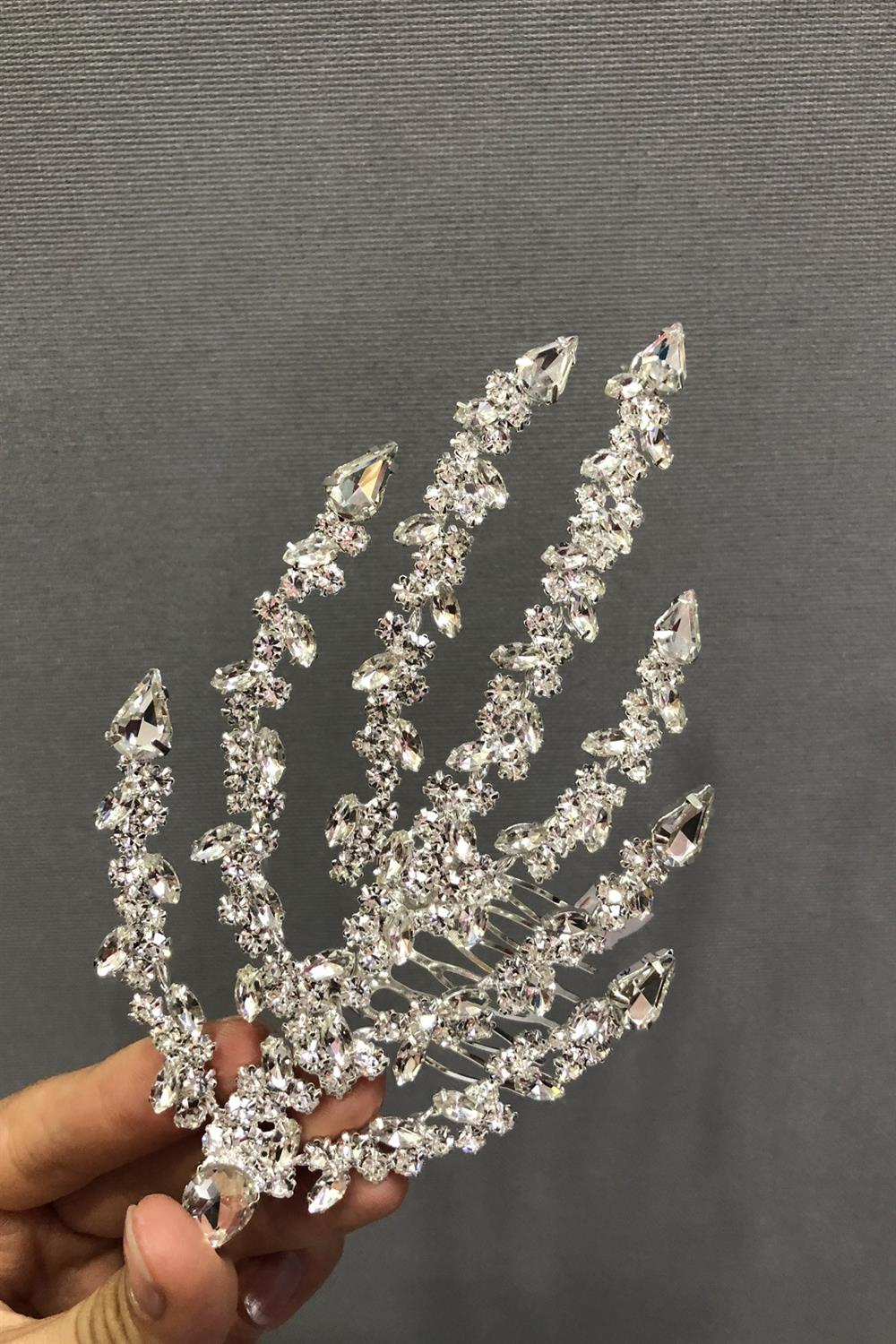 الجملة الفضة مشط مزدوج مقطع الشعر الزفاف