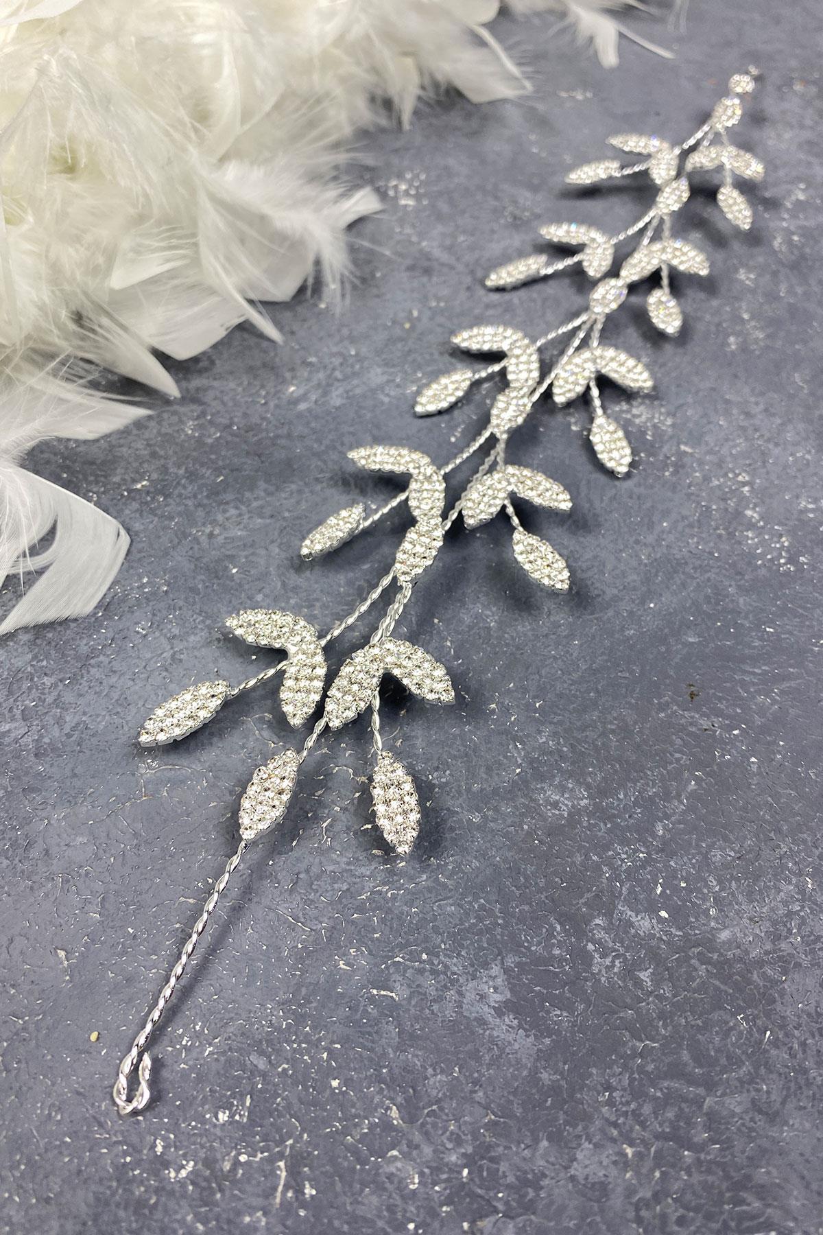 Wholesale Yena Design Bridal Crown Hair Accessory with Silver Leaf Branches