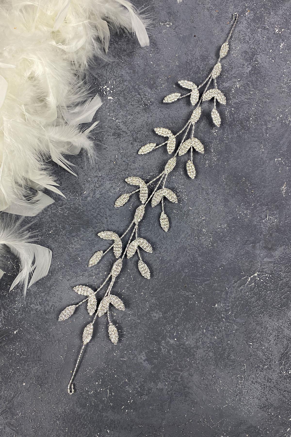 Wholesale Yena Design Bridal Crown Hair Accessory with Silver Leaf Branches